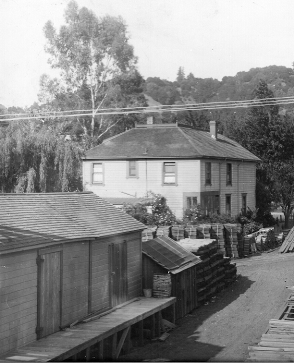 Sarah Taylor home on San Anselmo Avenue from rear, 1910